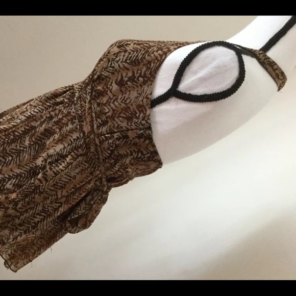 SELF ESTEEM Halter Blouse Semi-Sheer Browns Size S - Picture 5 of 7